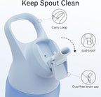 Insulated Water Bottle with Straw - Encool Stainless Steel Water Bottle, Reusable Leakproof and BPA-Free for Sports, Travel, Cold for 24 Hours, 24 oz, Ocean