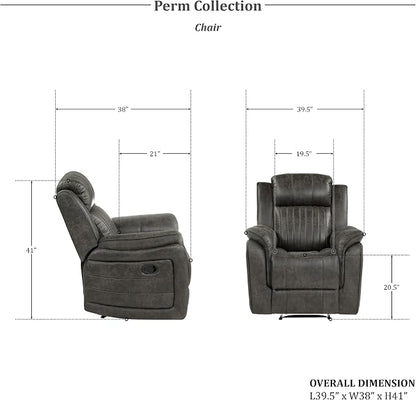Lexicon Recliner Living Room Set, Home Theater Seating, Manual Polished - Image 2