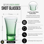 M&N HOME Ombre Green Shot Glass Set, 2 Oz Set of 6 Colored Shot Glasses, Whiskey Glasses, Tequila Shot Glasses, Cocktail Glasses, Round Shot Glasses for Vodka, Spirits & Liquor (Gradient Green Set)