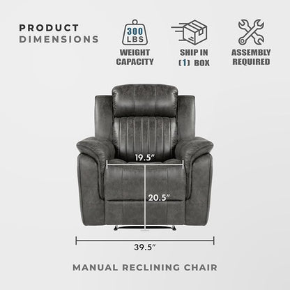 Lexicon Recliner Chair, Home Theater Seating, Manual Polished Microfiber - Image 4
