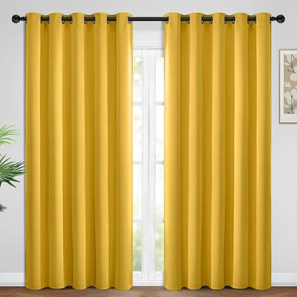 Yakamok Room Darkening Curtains 62x96 inch Long Mustard Yellow-Living Room | 2 by Yakamok