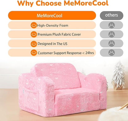 MeMoreCool Glowing Unicorn Kids Chair, 2-in-1 Glow in the Dark Kids Couch Fold - Image 6