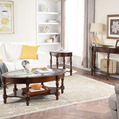 PADMA HOUSE Traditional Solid Wood Oval End Table - Image 10