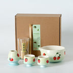 Matcha Whisk Set, Cute Strawberry Matcha Bowl Set with 2 Cups, Bamboo Whisk, Scoop & Holder, Matcha Kit Gift for Tea Lovers and Tea Ceremony, Birthday, Anniversary