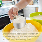 1PCS 3/4Cup (180ml, 6oz) Single Measuring Cup, Etched Inner Scale Stainless Steel Measure Scoop, Metric and US Measurement, Dishwasher Safe