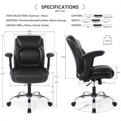 Ergonomic Heavy Duty Mid-Back Padded Bonded Leather Padded - Image 3