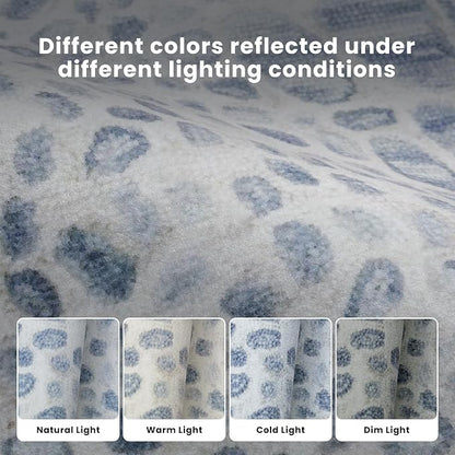 8x10 Washable Area Rugs for Living Room, Dining Room- White Blue | Ultra Soft - Image 8