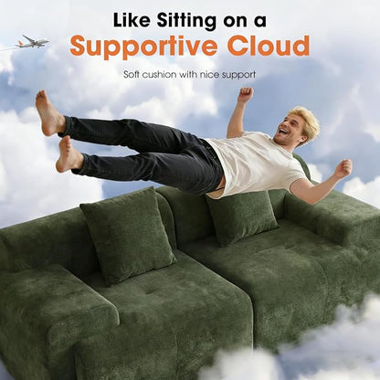 83.5" Boneless Loveseat with Ottoman, Cloud Comfy Couches - Image 3