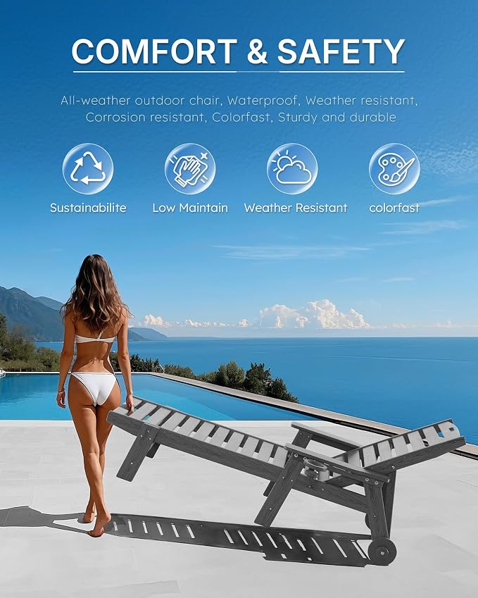 Patio Chaise Lounge Chair Set of 4, Oversize Lounge Chairs - Image 7