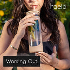 haelo 20oz Glass Tumbler Water Bottle, Iced Coffee Cup with Straw, Silicone Protective Sleeve, Bamboo Lid Reusable BPA Free (Sage Green)
