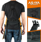 Asaya Chef and BBQ Apron with Bottle Opener and Hand Towel - 10oz Cotton Canvas, Stainless Steel Hardware - Cross Back Straps