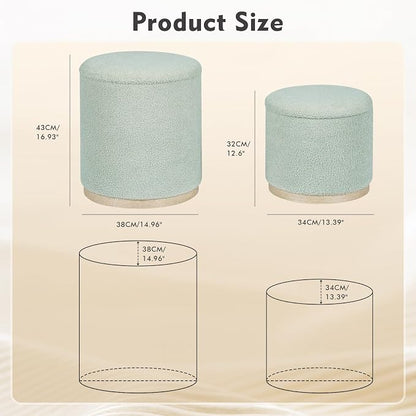 PINPLUS Round Ottoman with Storage Set of 2, Storage Ottoman with Tray - Image 3
