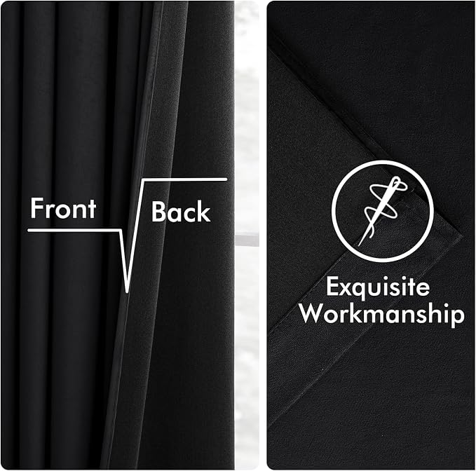 MIULEE Velvet Curtains 50W x 84L 2 Panels Black Blackout Curtains | Luxury - Image 6