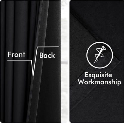 MIULEE Velvet Curtains 50W x 96L 2 Panels Black Blackout Curtains | Luxury - Image 6