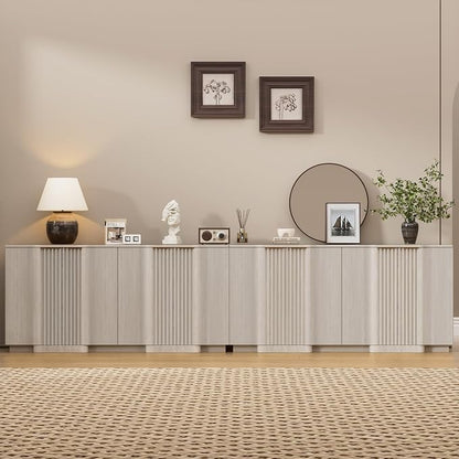 Brafab Buffet Cabinet, Wood Fluted Credenza by Brafab