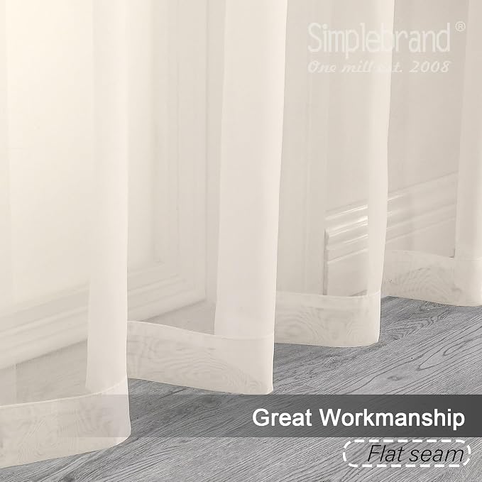 Simplebrand Rod Pocket Top Solid Voile Sheer Curtains - Image 3