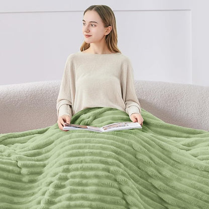 BEDELITE Ribbed Twin Blanket for Couch & Bed, Sage Green, Warm Yet Lightweight - Image 3