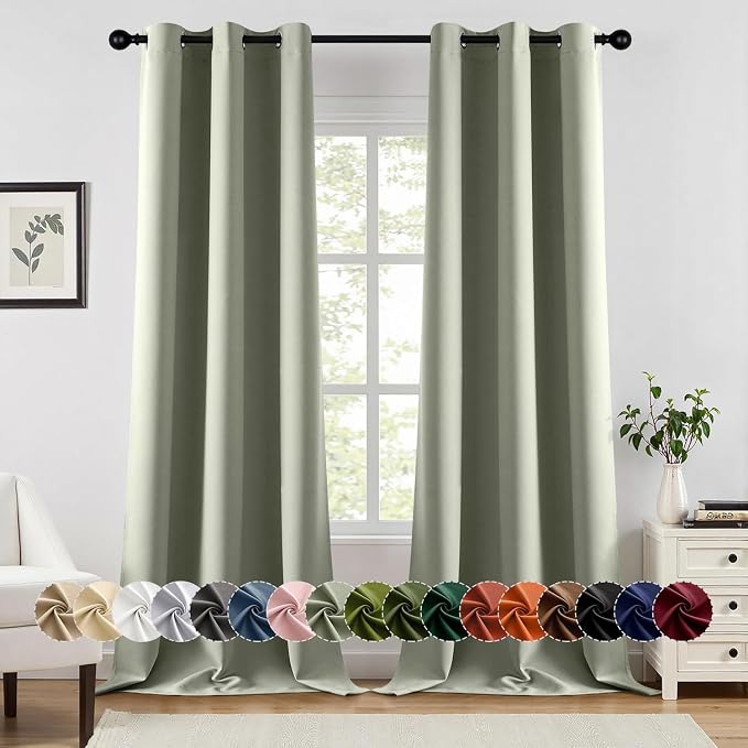 MIULEE Blackout Curtains for Bedroom 2 Panels 40 x 96 Inch Long Sage Green | by MIULEE