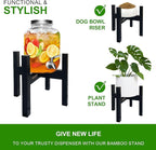 Adjustable Drink Dispenser Holder Water Dispenser Stand - Fit Beverage Dispenser, 3-5 Gallon Glass Water Jar, Water Cooler, Water Filter, Water Crock Dispenser (Black, For 9-14.5" Dispenser)