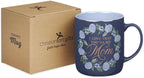 Christian Art Gifts Large Ceramic Inspirational Coffee & Tea Scripture Mug for Mothers: I Love that You're My Mom, Proverb Bible Verse, Cute Novelty Golden Beverage Cup, Purple & Blue Floral, 14 oz.