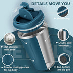 Volhoply 12 oz Double Wall Insulated Vacuum Travel Coffee Mug with Flip Lid Bulk 8 Pack,Reusable Stainless Steel Leak Proof Coffee Cup,Portable Cafe Thermal Tumbler for Hot Drinks(Assort Color,8 Set)