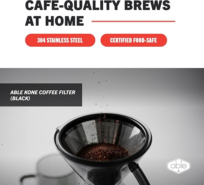 Able KONE for Chemex: The Original Reusable Black Titanium Coffee Filter