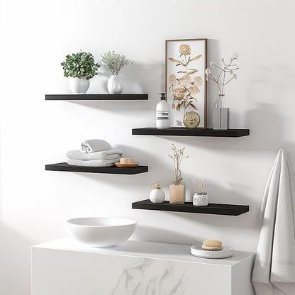 YYWUOJJ Wood Floating Shelves for Wall Decor, Rustic Wall Shelves for Bedroom - Image 2