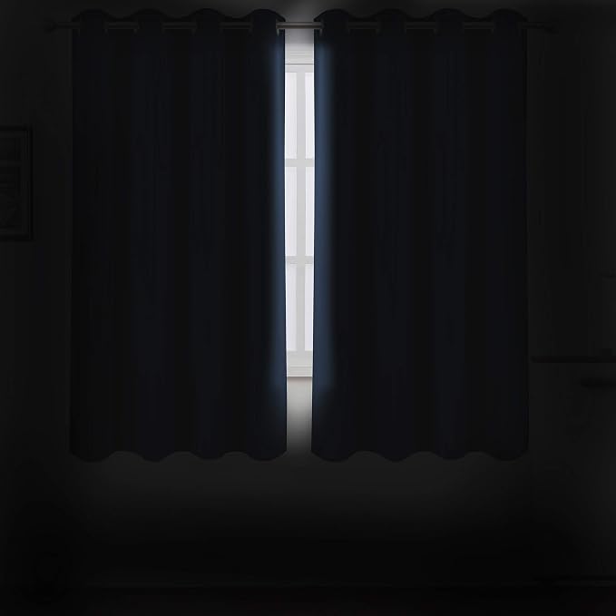 Blackout Curtains 52 x 63 inch/Navy Blue Curtains Set of 2 Panels/Thermal - Image 3
