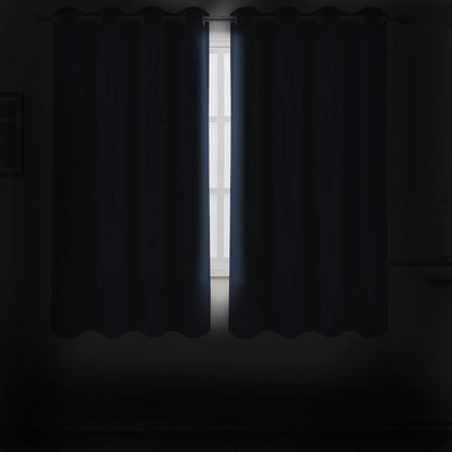 Navy Blue Blackout Curtains/52 x 45 Inch/Set of 2 Panels Room Darkening Short - Image 3