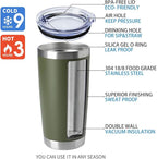 HASLE OUTFITTERS 20oz Tumblers Bulk Stainless Steel Cup with Lid Double Wall Vacuum Insulated Coffee Mug for Cold & Hot Drinks 8 Pack, Army Green