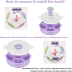 Kids Reusable Rotating Snack Container with 5 Separate Compartments, Color Matching Opening Lid, BPA/PVC-Free, Dishwasher Safe, Perfect for Travel, School Lunches & On-the-Go Snacking-Purple