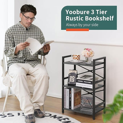 Yoobure Bookshelf Small Book Shelf, Solid Industrial 3 Tier Shelf Bookcase - Image 7