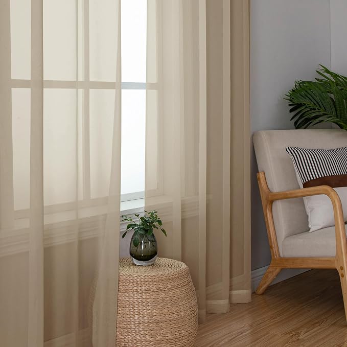 Sheer Curtains 72 Inches Long for Bedroom Living Room, Rod Pocket Fimly Solid - Image 7