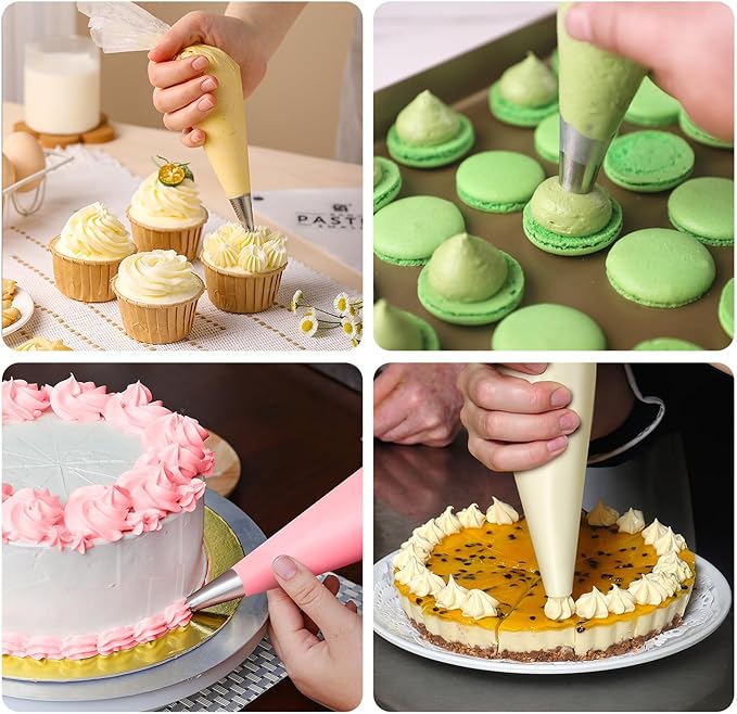 16 Inch Thick Disposable Piping Bags, 100PCS Anti Burst Pastry Bags for Cake Decorating Cream Frosting and Baking Supplies, Tipless Piping
