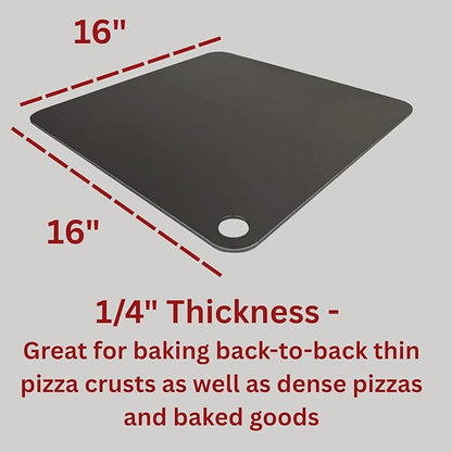 ThermiChef 16" by 16" Pizza Steel (1/4" Thickness) - Multipurpose Cooking Steel for Ovens & Grills - Made in the USA