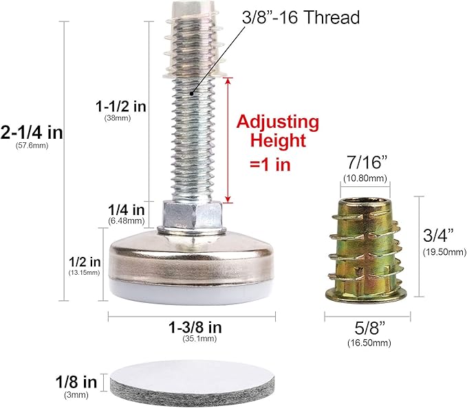 Heavy Duty Furniture Levelers Adjustable Furniture Legs Levelers, Leveling Feet - Image 2