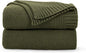 CozeCube Olive Green Seed Stitch Throw Blanket 50"x60", Farmhouse Decor | by CozeCube