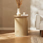 mopio Quin Pedestal Side Table, Tambour Round Fluted End Table, Small Accent by MopioInc
