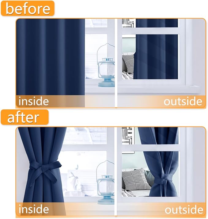 Blackout Curtains for Bedroom, 2 Drape Panels, 42 x 54 Inch | Thermal Insulated - Image 4