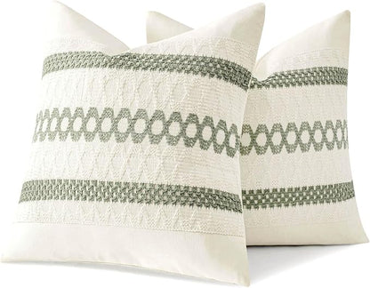 MIULEE Set of 2 Sage Green Boho Decorative Pillow Covers 26x26 Inch | Farmhouse - Image 11