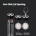 Glass Water Bottle Fits in Car Cup Holder, 14 oz Double Wall Borosilicate Glass Tea Infuser Bottle, One Handed One Key Lid Opening, for Car, Home, Office