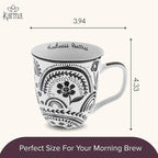 Karma Gifts 16 oz Black and White Boho Mug Rainbow - Cute Coffee and Tea Mug - Ceramic Coffee Mugs for Women and Men, 4.25" x 3.7"