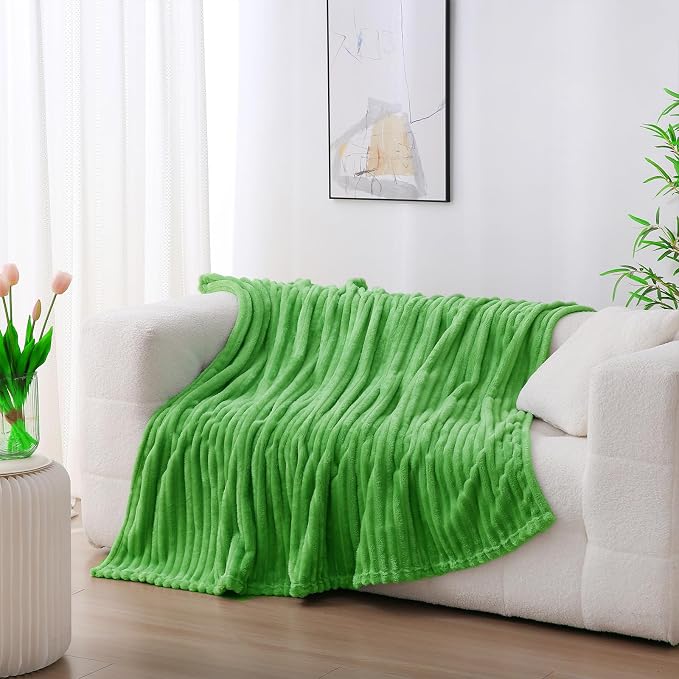 Bright Green Fleece Throw Blanket 60”×80” - Image 2
