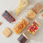 Glass Food Storage Containers with Lids, 50 Oz High Borosilicate Glass Jars for Coffee Bean, Candy, Cookie, Flour, Square