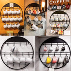 AJART Coffee Bar Decor Mug Holder: 22" Round Square Coffee Cup Rack for Home Kitchen Office Dining Room Cafe Bar