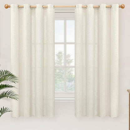 YoungsTex Natural Linen Curtains 63 Inch Length 2 Panels by YoungsTex