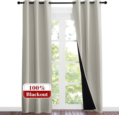 NICETOWN Natural Blackout Curtains 84 inches Long, Full Light Blocking Drapes - Image 2