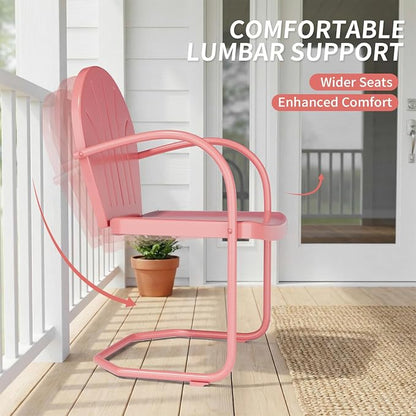 Patio Bistro Set Retro Metal Outdoor Seating Conversation 3 Pieces, 2 C-Spring - Image 5