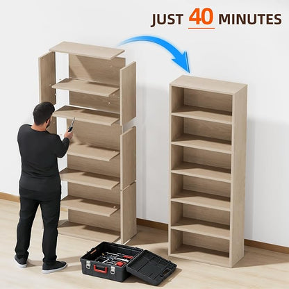Furniwell 71" Tall Bookcase Bookshelves, 6 Tier Floor Standing Bookcases Open - Image 7