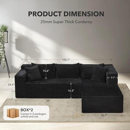 Modular Sectional Sofa Cloud Sectional Couch, Deep Seat Memory Foam Plush - Image 2